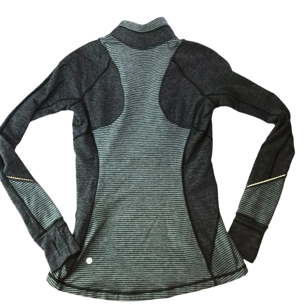Lululemon Half-Zip 1/2 Zip Pullover Stretchy Striped. Size Women's 6 Green Gray - Picture 7 of 12